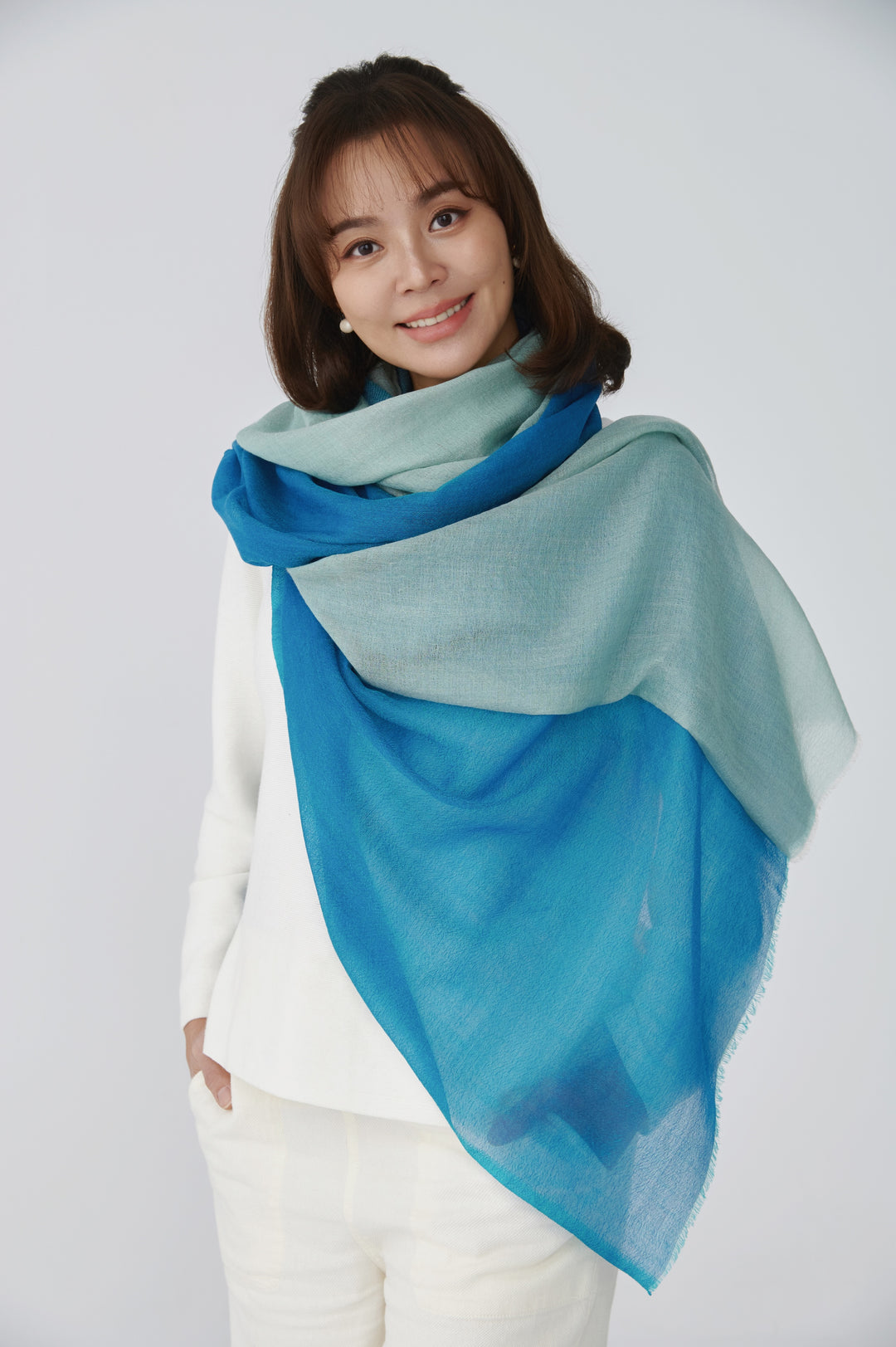 Bleu Élancé Pashmina Y-Shape Stole – Elegance in Motion